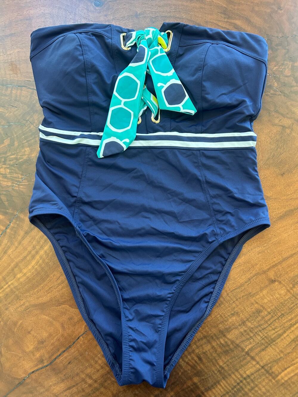Trina Turk Nautical Pinup Strapless One-Piece Swimsuit 6 M